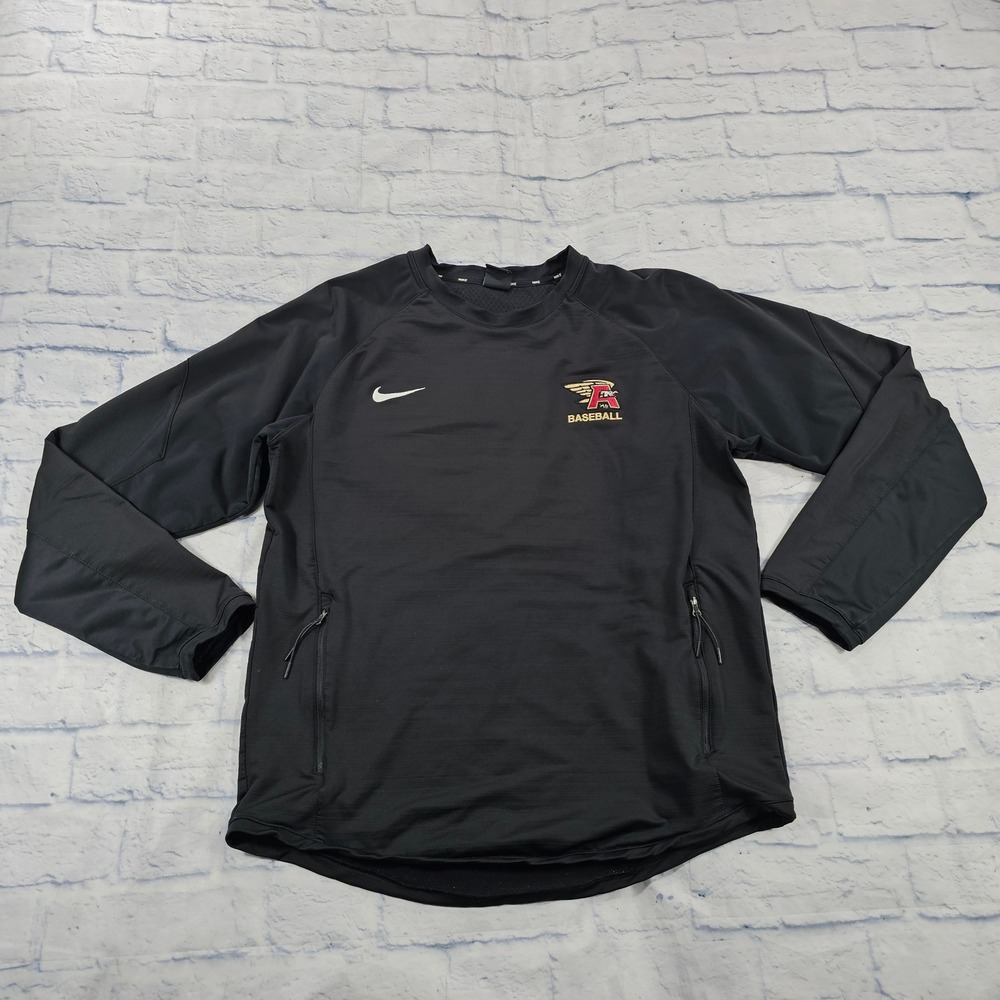 Nike Hybrid BP Baseball Pullover Mens L Black Embroidered A Eagles Zip Pockets